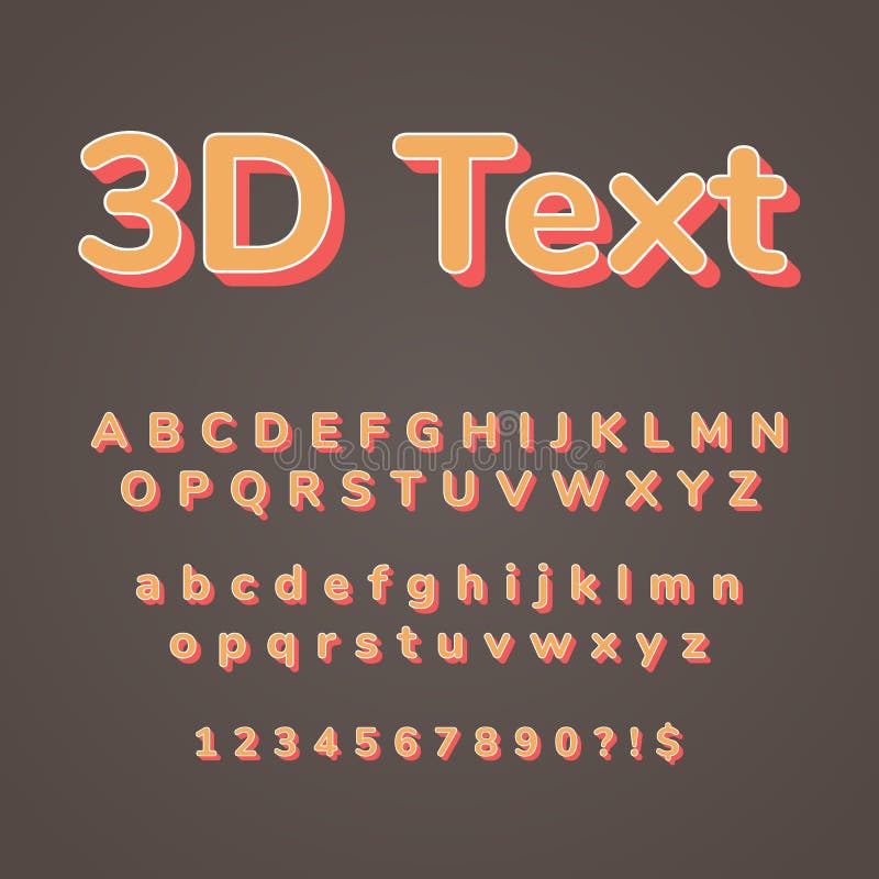 3D-Schriftart, einfache Alphabet, 3D-Alphabet, 3D-Text stock abbildung