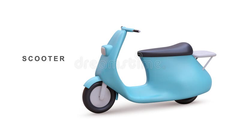 3d scooter op witte achtergrond. vectorillustratie stock illustratie