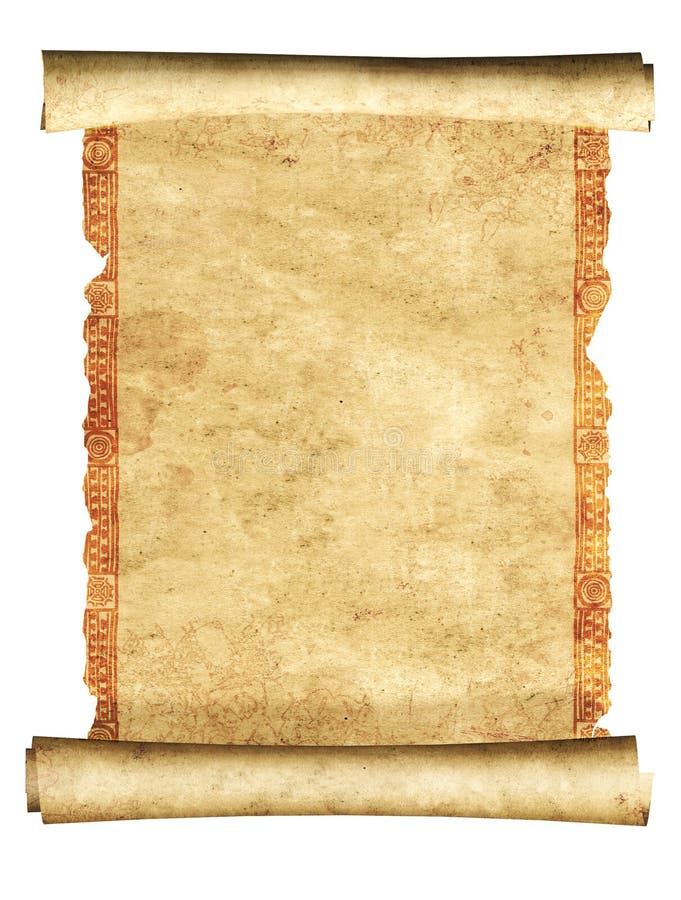 Scroll of old parchment. Object isolated over white background. Scroll of old parchment. Object isolated over white background