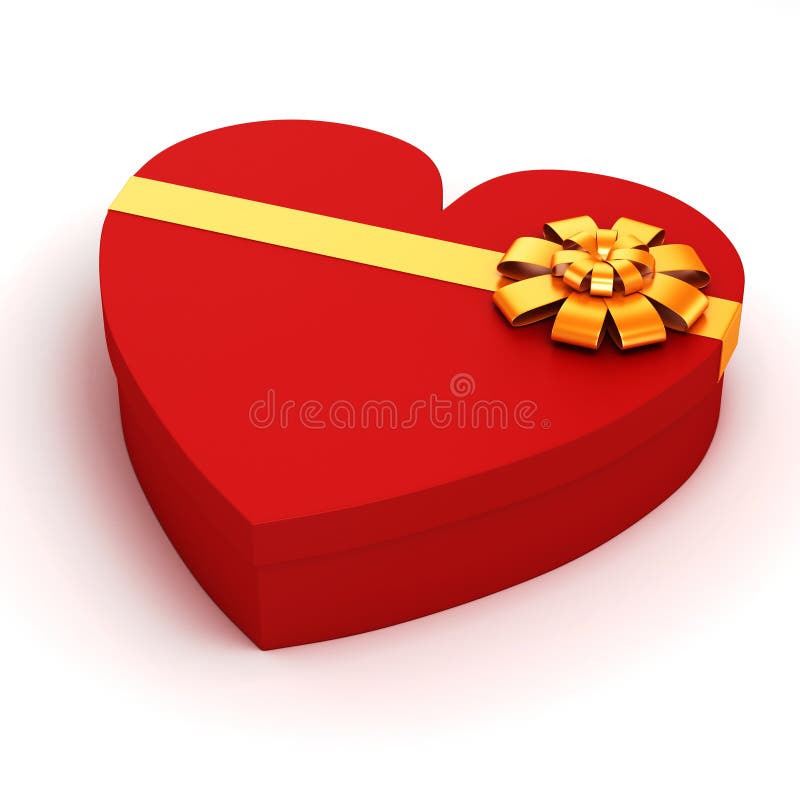3d serca prezenta kształtny pudełko