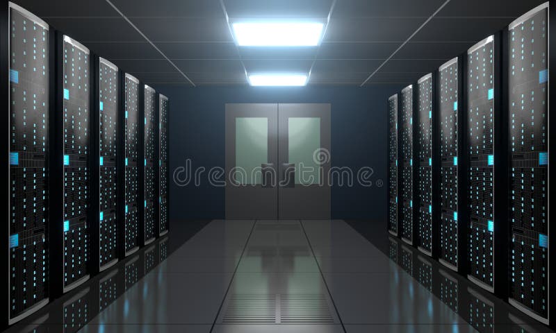 3D Server Room/ Data Center Stock Illustration - Illustration of