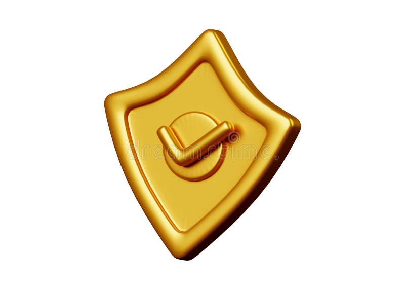 3d shield icon on white background stock illustration