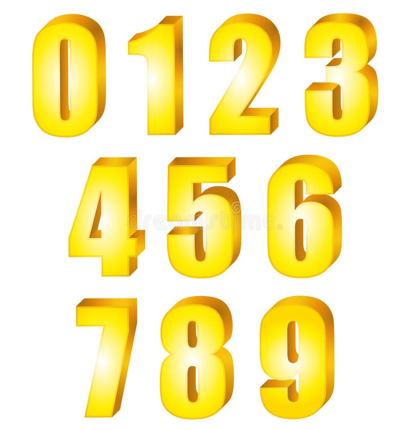 Download 3D shiny gold numbers set. stock vector. Illustration of pack - 41177028