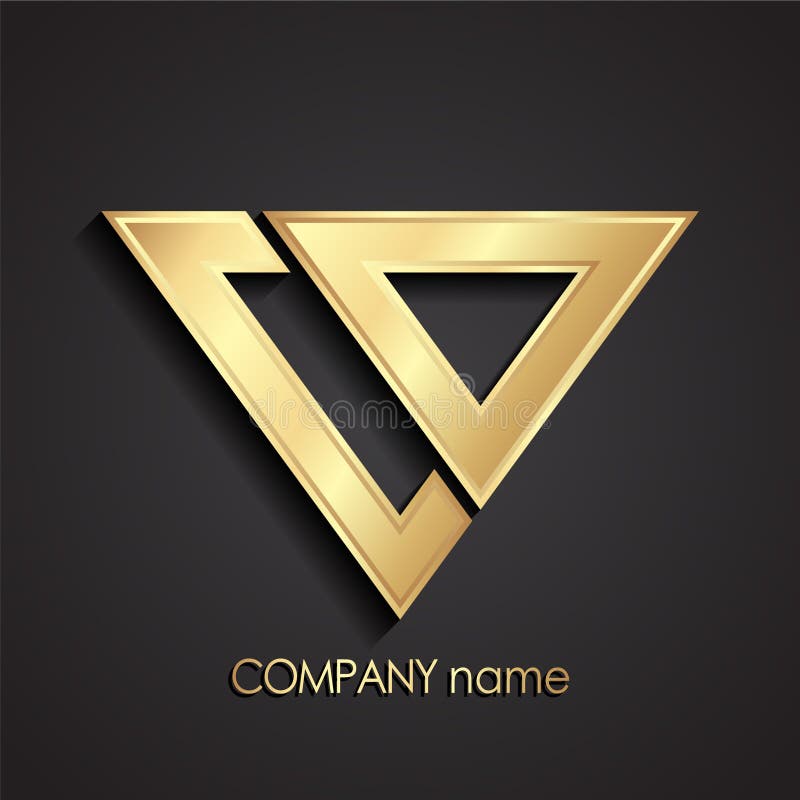 3d shiny golden linear triangle logo royalty free illustration