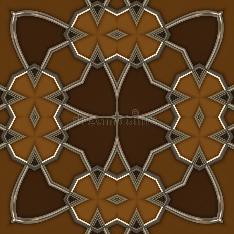 3d silver brown kaleidoscopic fractal graphic royalty free illustration