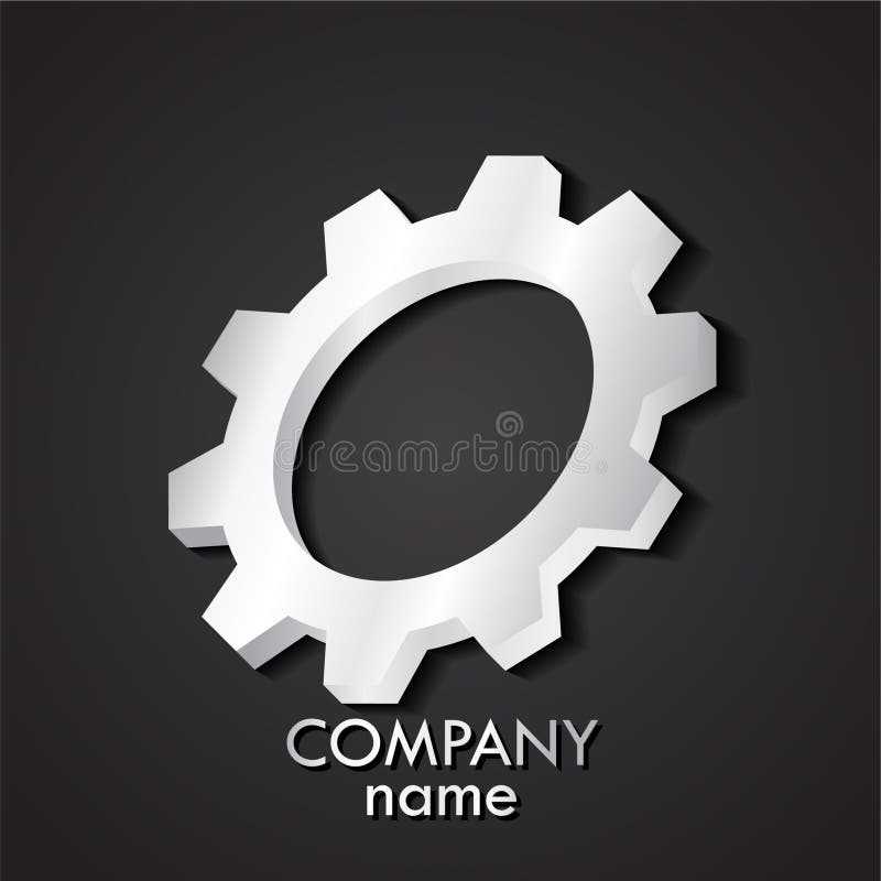3d silver gear logo stock illustration