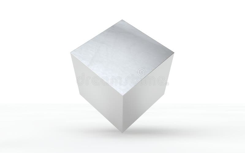 3D silver, shiny cube for graphic design vector illustration