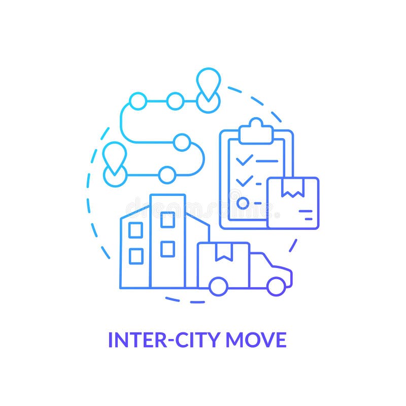 2D simple thin linear inter city move gradient icon. 2D inter city move gradient icon representing moving service, simple isolated vector, thin line illustration.