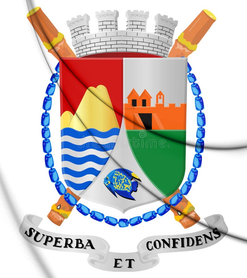 3D Sint Eustatius Coat of Arms. Stock Illustration - Illustration of