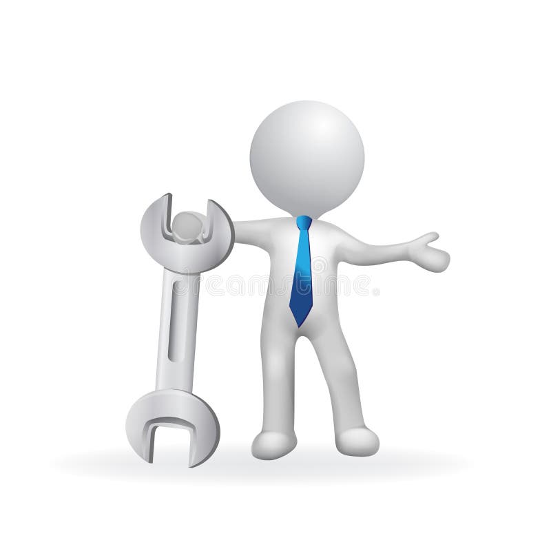 3d Small People with Wrench stock illustration 3d Small People with Wrench stock illustration