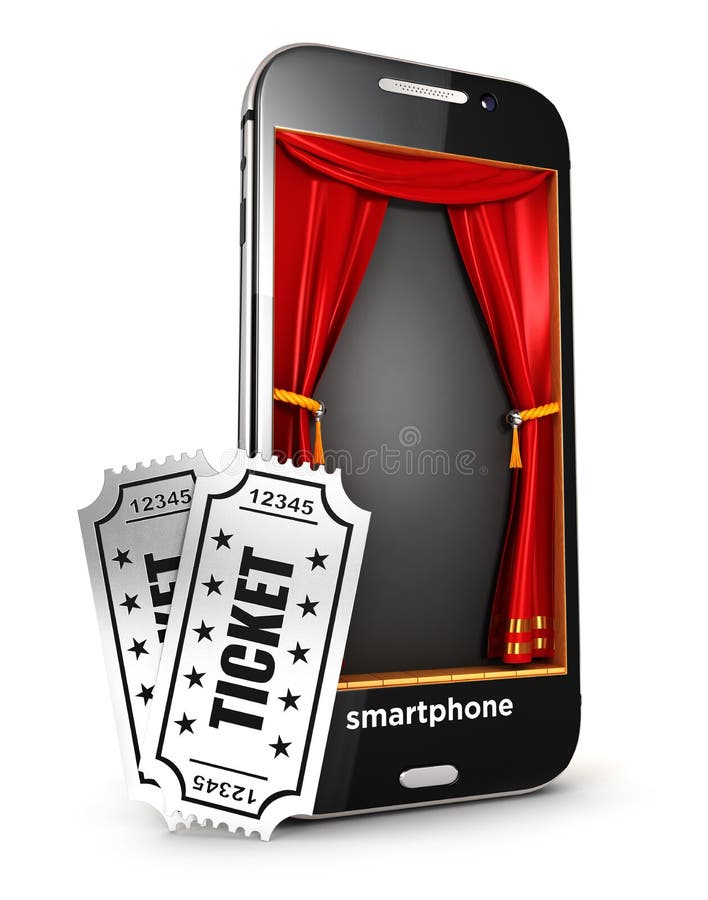 3d smartphonestadium en kaartjes royalty-vrije illustratie 3d smartphonestadium en kaartjes royalty-vrije illustratie
