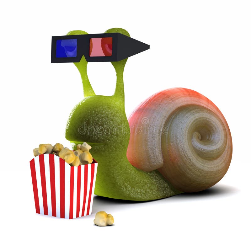 3d Snail at the movies stock illustration 3d Snail at the movies stock illustration