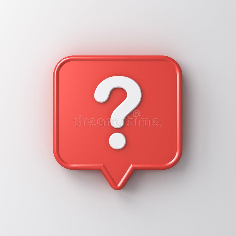 3d Social Media Notification White Question Mark Icon in Red Rounded Square  Pin Isolated on White Background Stock Illustration - Illustration of  question, answer: 153274319