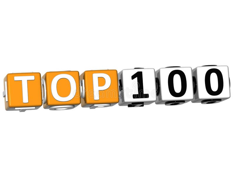 3D Ranking Top 100 Cube text on white background. 3D Ranking Top 100 Cube text on white background