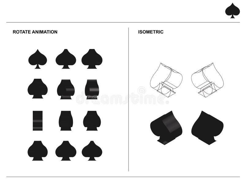 3d Spade Sign Set Animate Isometric Wireframe Vector Stock Vector