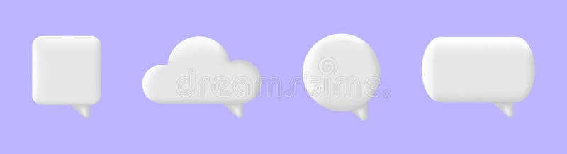 3d speech bubble set. Chat message icon. White text box. Social media banner. Comment square balloon. Dialog frame vector illustration