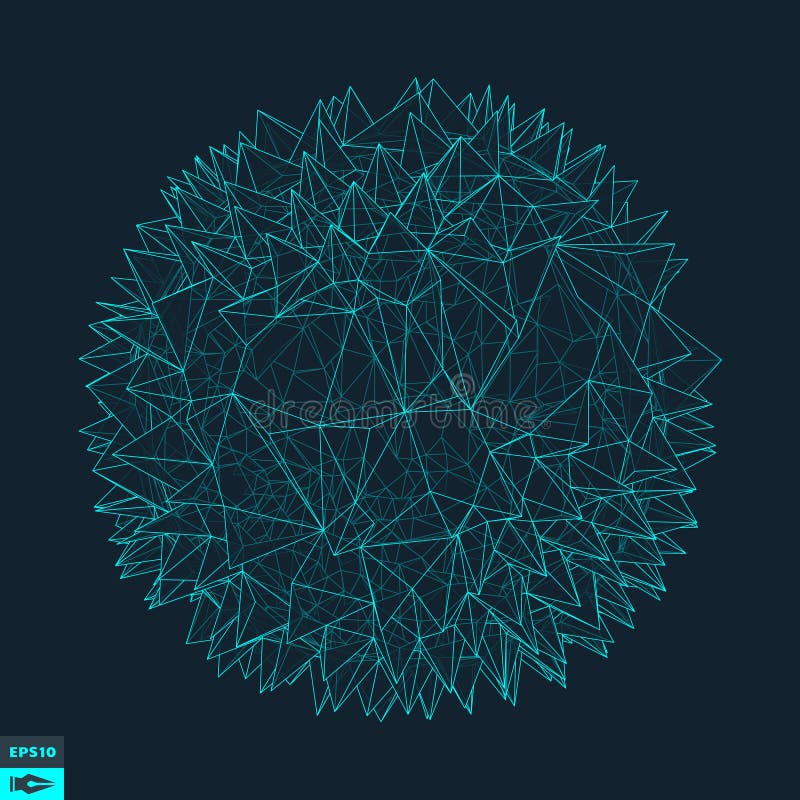 3d Sphere With Prickles. Abstract Geometric Object.