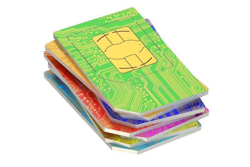 3D Stack of SIM cards stock illustration