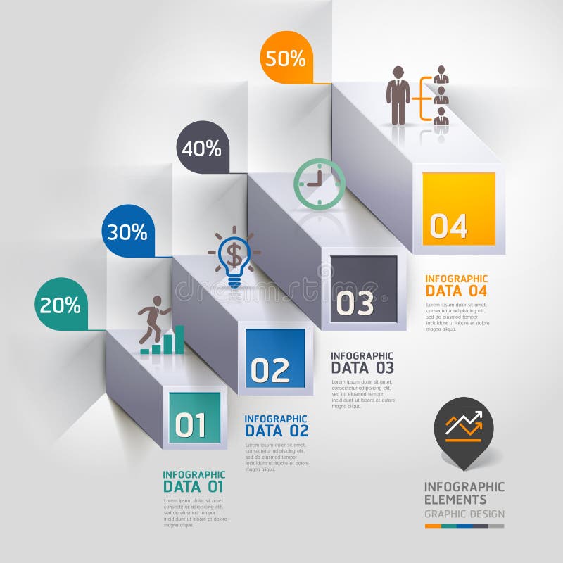 3d staircase diagram modern business steb options. royalty free illustration