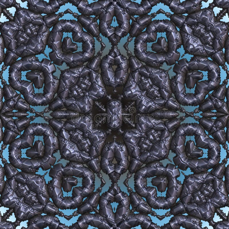 3d steel surface kaleidoscopic fractal graphic stock illustration