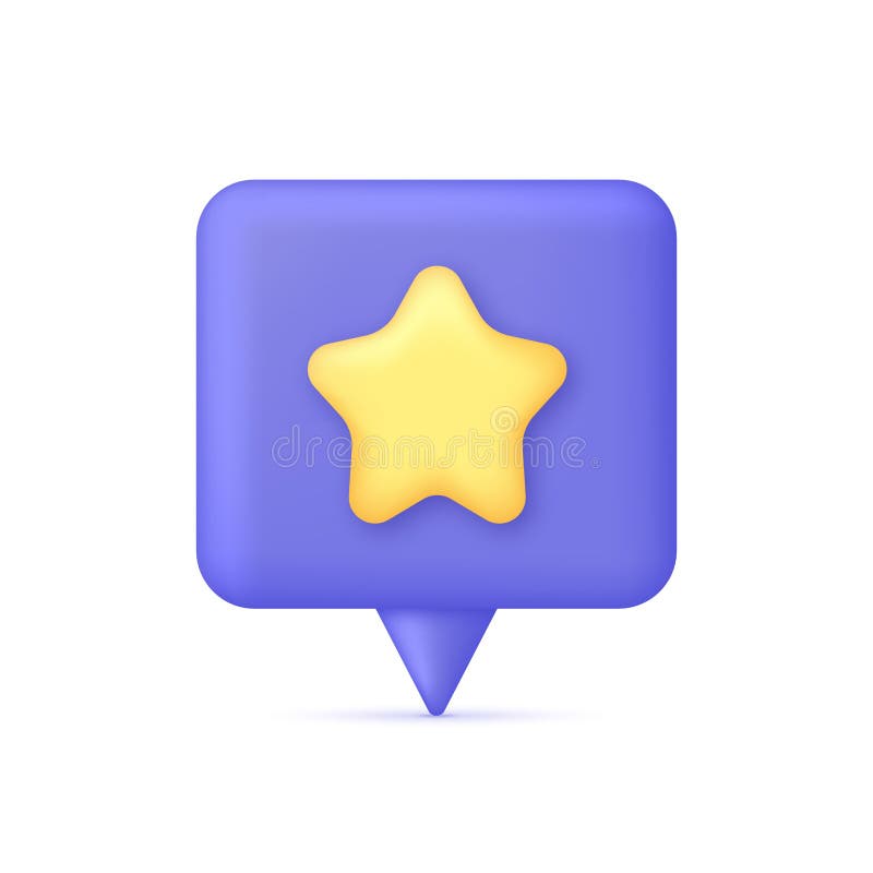 3D Yellow star on Speech Bubble. Online feedback, survey or review concept. Trendy and modern vector in 3d style. 3D Yellow star on Speech Bubble. Online feedback, survey or review concept. Trendy and modern vector in 3d style.