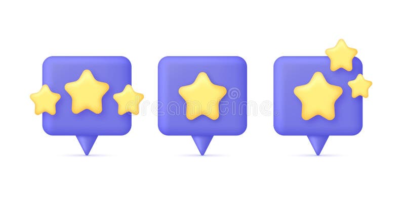 3D Yellow star on Speech Bubble. Online feedback, survey or review concept. Trendy and modern vector in 3d style. 3D Yellow star on Speech Bubble. Online feedback, survey or review concept. Trendy and modern vector in 3d style