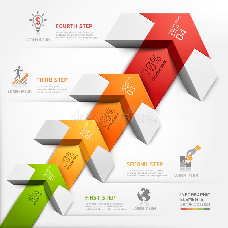 3d step up arrow staircase diagram business. Vector illustration. can be used for workflow layout, banner, number options, step up options, web design, infographics.