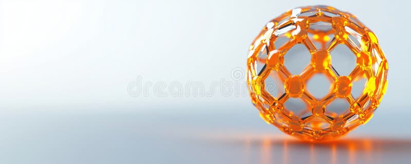 3D Structură moleculară portocalie randată cu model hexagonal și spațiu de copiere pentru design abstract lucios pentru text vector illustration