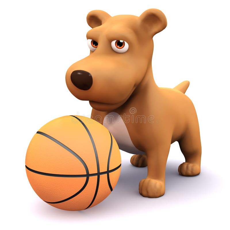 3d render of a dog playing with a basketball. 3d render of a dog playing with a basketball