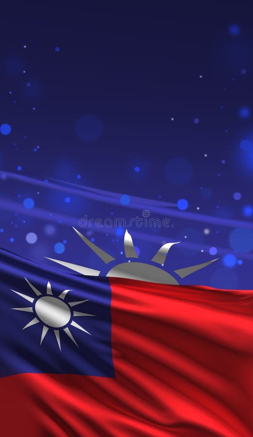 3D Taiwanese Vlag, 3D de Kleuren van Taiwan geeft terug vector illustratie 3D Taiwanese Vlag, 3D de Kleuren van Taiwan geeft terug vector illustratie