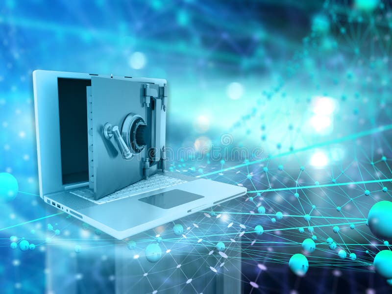 3D technical conceptual background depicting computer security stock illustration
