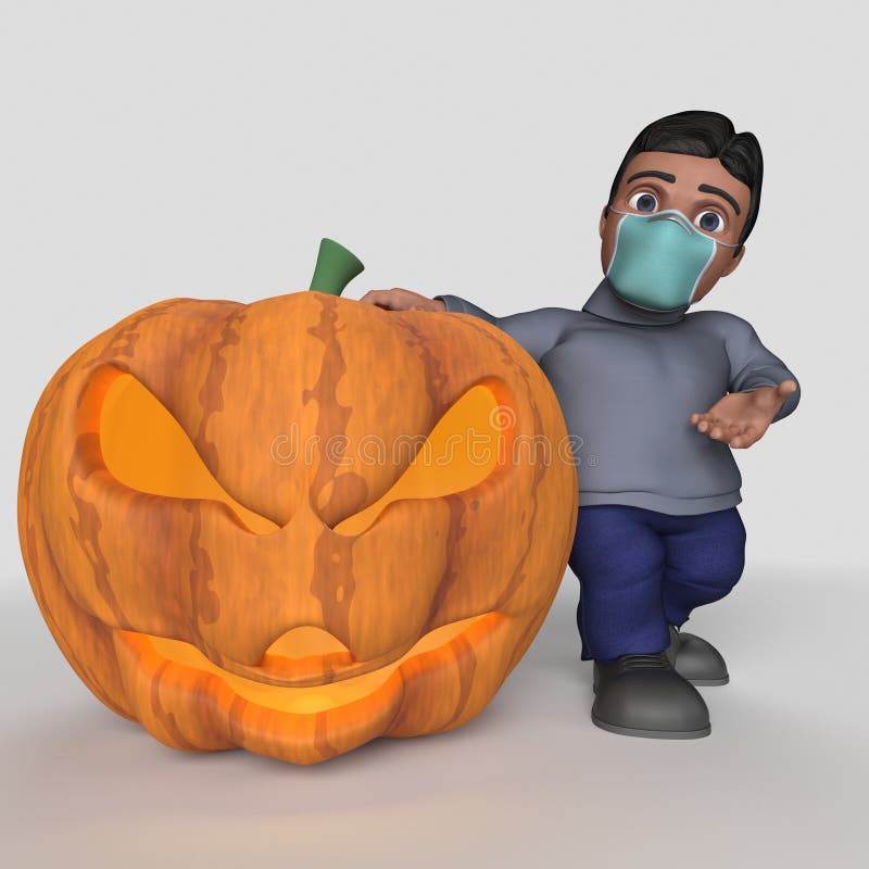 3D-tecknet - slumpmässigt tecken i ansiktsmask vektor illustrationer