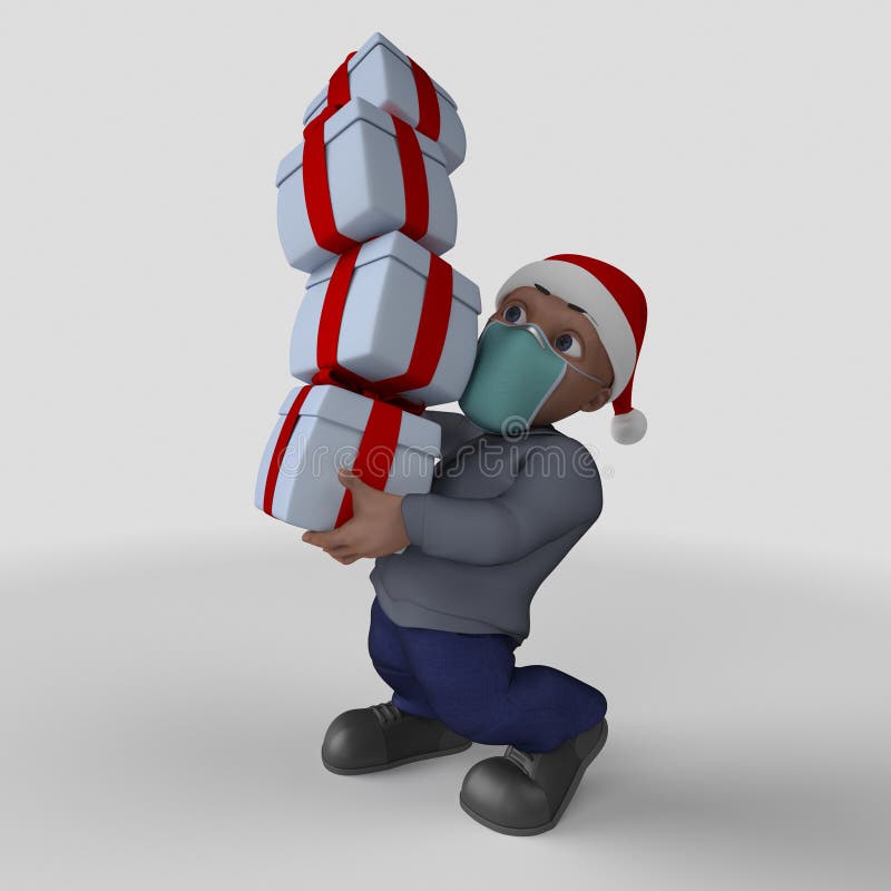 3D-tecknet - slumpmässigt tecken i ansiktsmask stock illustrationer