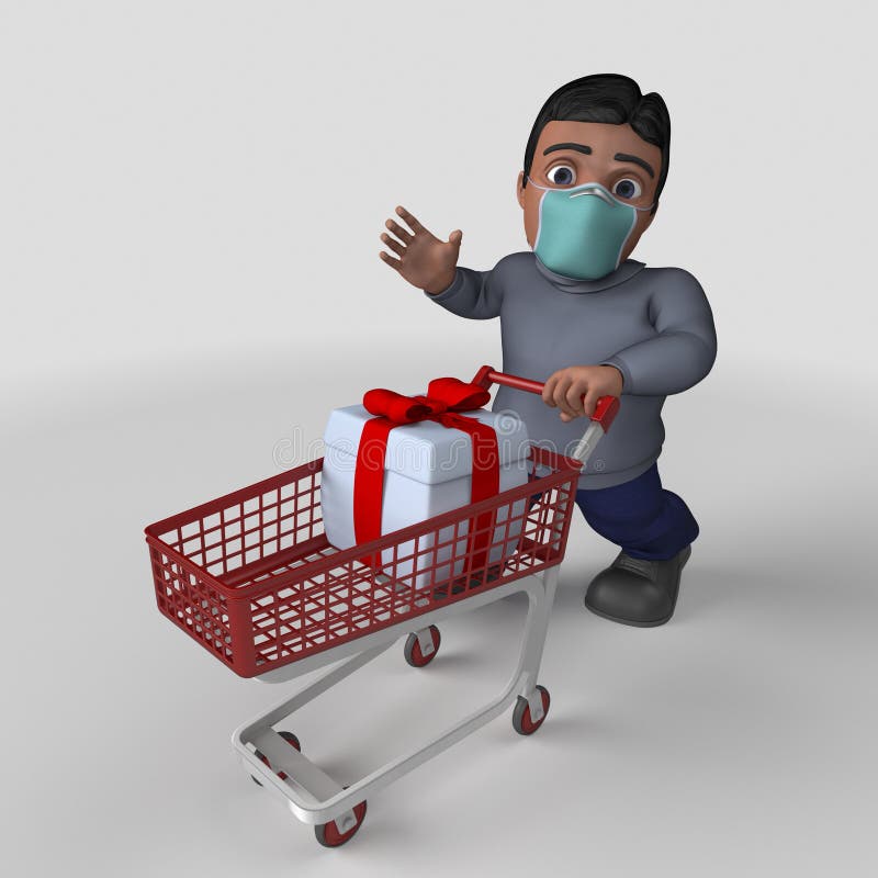 3D-tecknet - slumpmässigt tecken i ansiktsmask vektor illustrationer