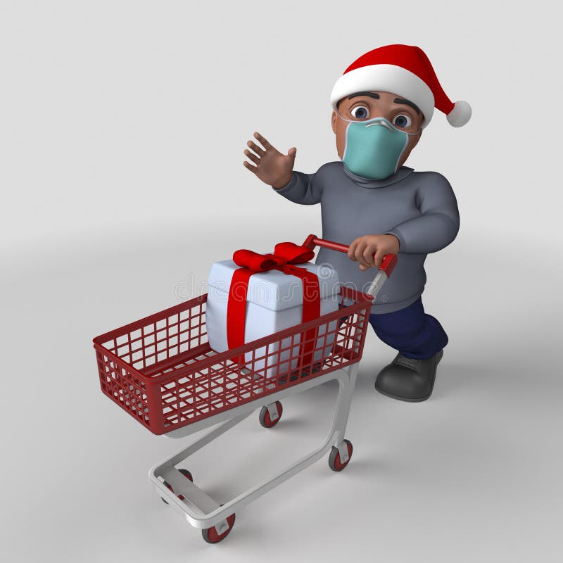 3D-tecknet - slumpmässigt tecken i ansiktsmask stock illustrationer