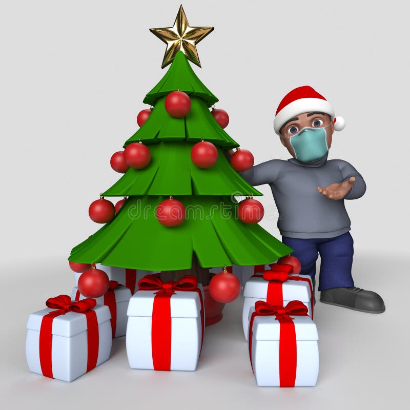 3D-tecknet - slumpmässigt tecken i ansiktsmask stock illustrationer