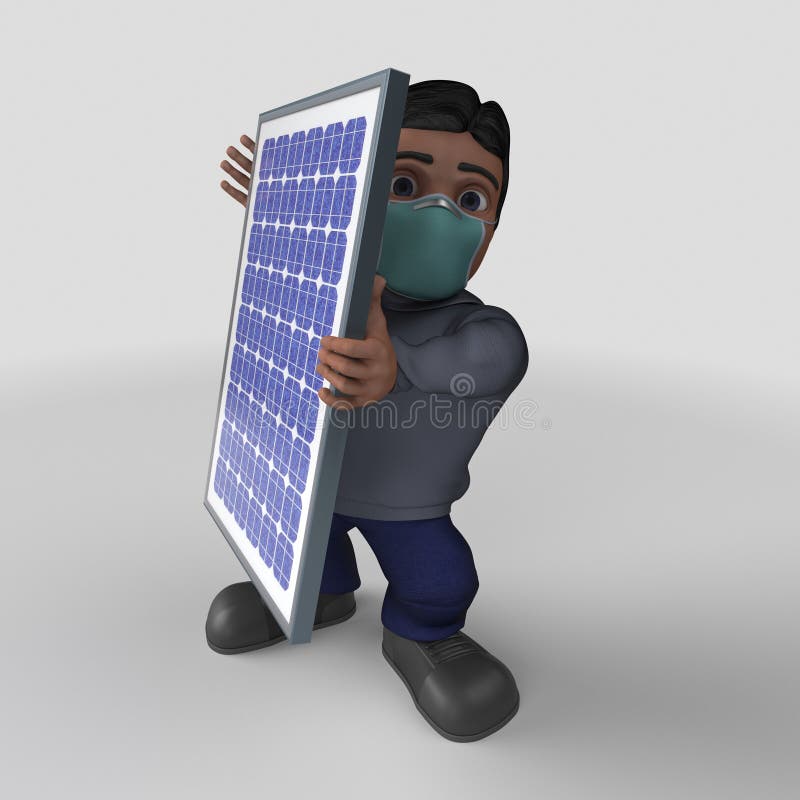 3D-tecknet - slumpmässigt tecken i ansiktsmask royaltyfri illustrationer