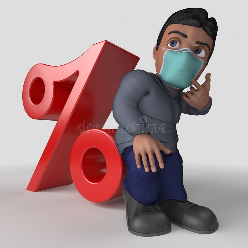 3D-tecknet - slumpmässigt tecken i ansiktsmask royaltyfri illustrationer