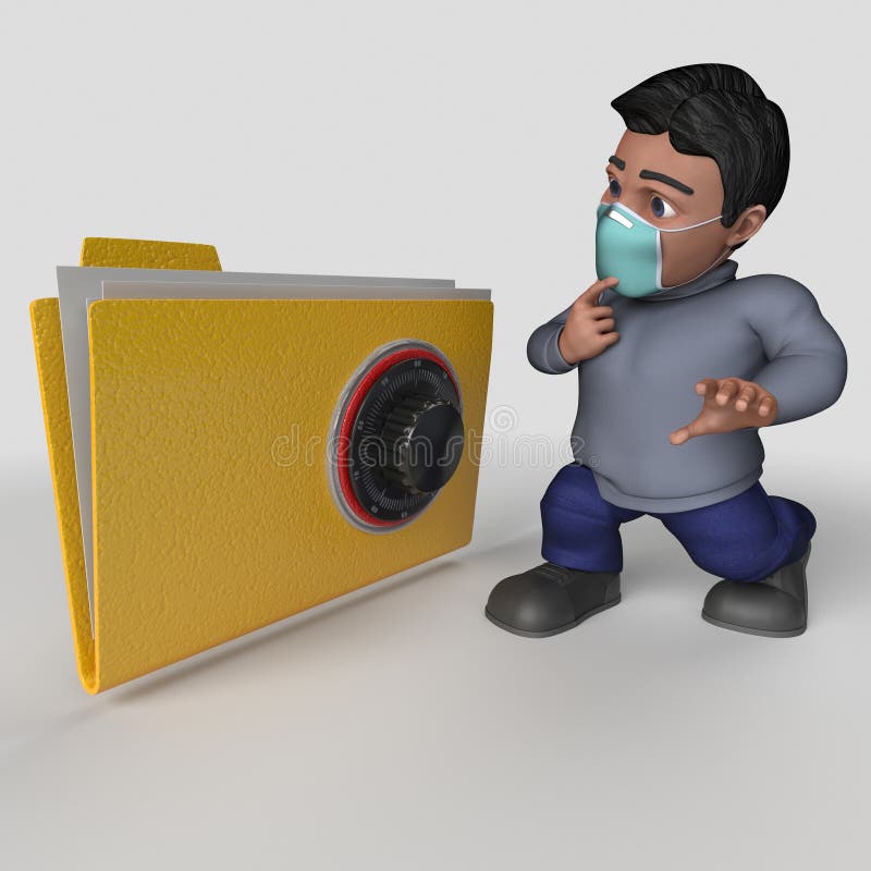 3D-tecknet - slumpmässigt tecken i ansiktsmask vektor illustrationer