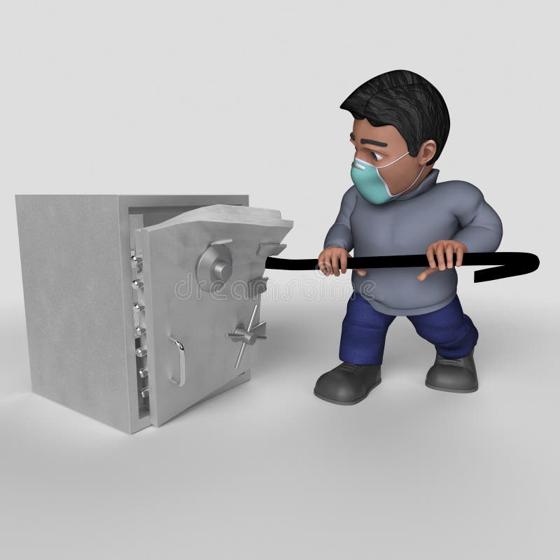3D-tecknet - slumpmässigt tecken i ansiktsmask royaltyfri illustrationer
