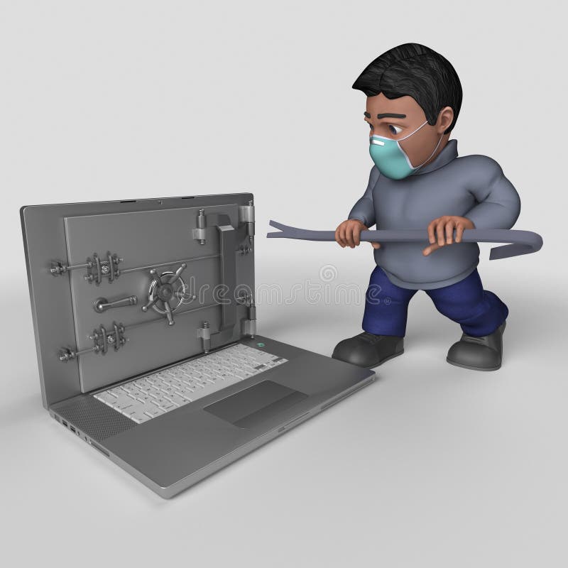 3D-tecknet - slumpmässigt tecken i ansiktsmask vektor illustrationer