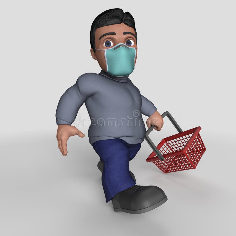 3D-tecknet - slumpmässigt tecken i ansiktsmask vektor illustrationer