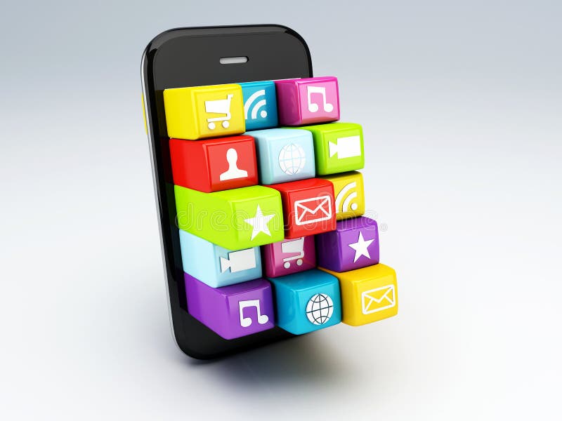 3d telefonu komórkowego app wifi ilustracja wektor