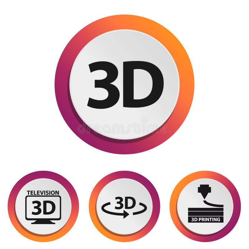 3D Television And Printing Technology Icons - Colorful Vector Illustration - Isolated On White Background stock illustration 3D Television And Printing Technology Icons - Colorful Vector Illustration - Isolated On White Background stock illustration