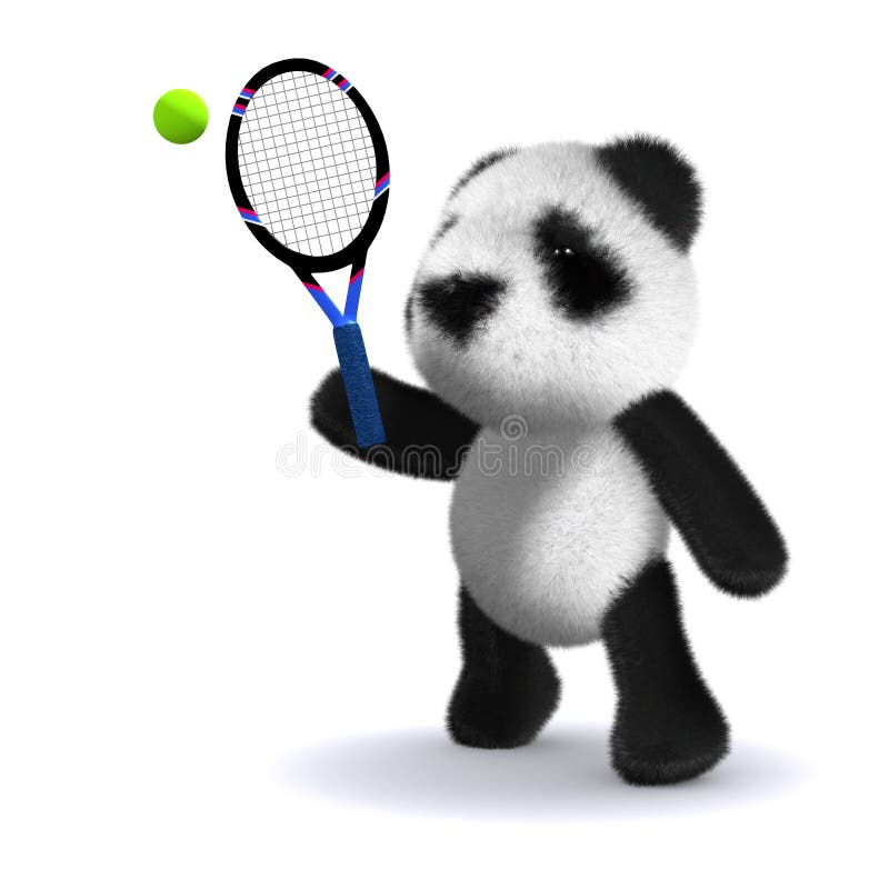 Cartoon Panda Tennis stock vector. Illustration of active - 47478387