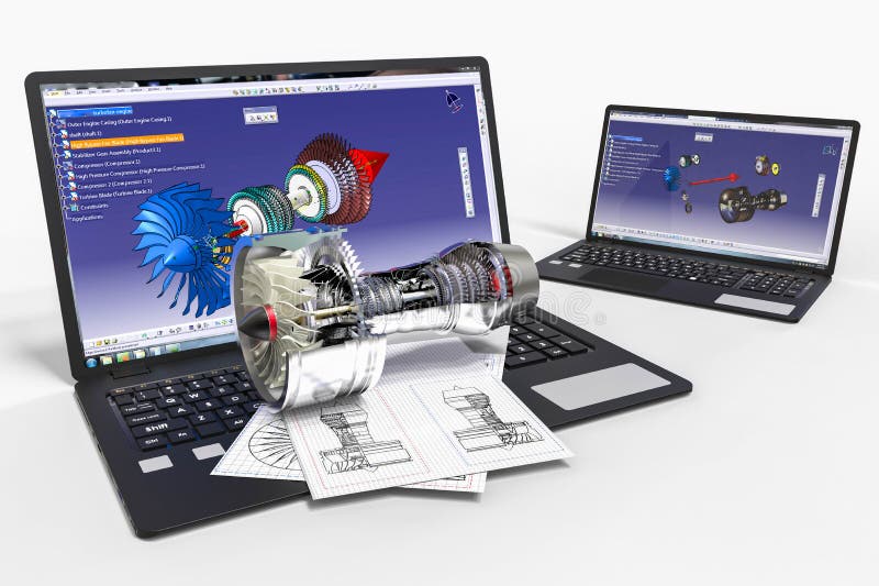 3D teruggevend het vertegenwoordigen van een vliegtuigstraalmotor developmen stock illustratie 3D teruggevend het vertegenwoordigen van een vliegtuigstraalmotor developmen stock illustratie