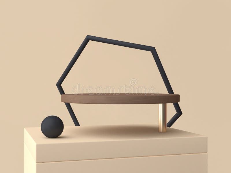 3d teruggevend zwart geometrisch abstract kader en bruin cirkelpodium stock illustratie 3d teruggevend zwart geometrisch abstract kader en bruin cirkelpodium stock illustratie