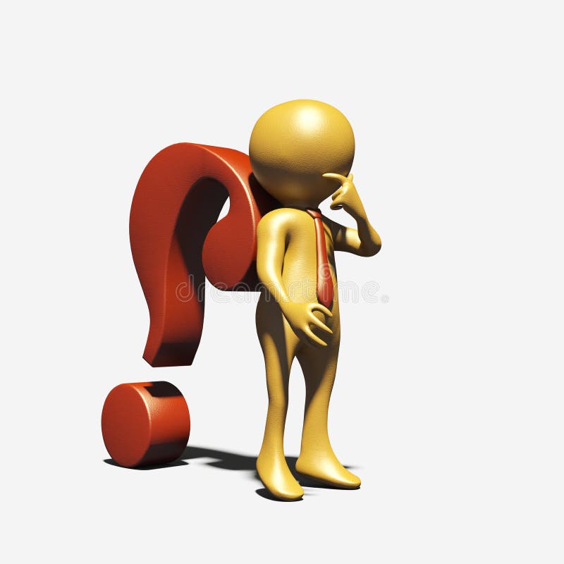 3d Thinking Man Supporting a Big Red Question Mark Stock Illustration -  Illustration of model, choose: 207189344