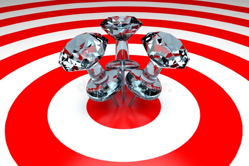 3D Thumbtacks on Target stock illustration. Illustration of blue 31767201