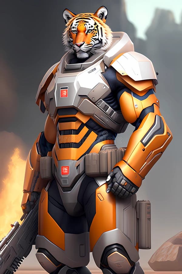 3d Tiger Modern Anime Style Art , Generate by Ai Stock Illustration